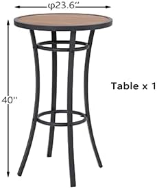 Bar Height Patio Table, 40-Inch Outdoor Pub Table Bistro Table - Image 3