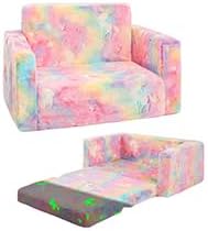 Toddler Chair Comfy, 2-in-1 Soft Toddler Couch Fold Out by inhand