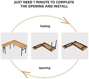 DlandHome Reversible L-Shaped Desk Large Corner Desk Folding Table Computer - Image 7