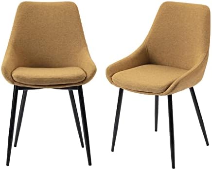 Dining Chairs Set of 2 Ergonomic Living Room Chairs Yellow Kitchen Chairs by DYCHILHOME