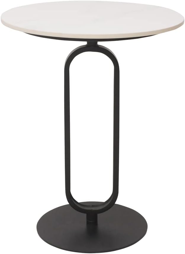 Side Table with Marble Top Metal Pub Bar Round Table Modern Sofa Side End Table by Cre+Cra