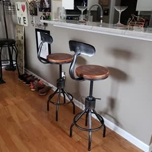 Set of 2 Vintage Bar Stool- Industrial Swivel Kitchen Dining Chair-Counter - Image 7