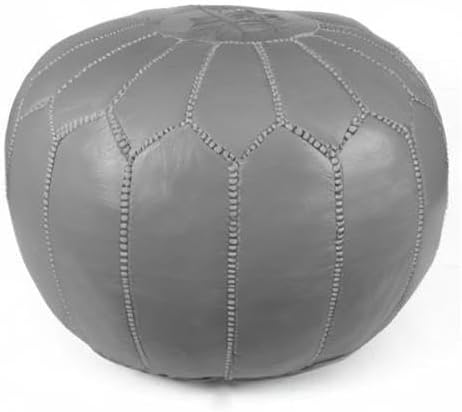 Stuffed Round Design Moroccan Leather Pouf Ottoman, Pre-Filled, 100% Genuine - Image 6
