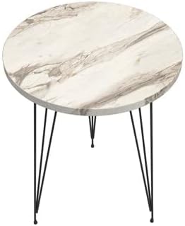 PAK HOME - Set of 2 End Table - White Marble Look Round Wood Sofa Side Coffee - Image 6