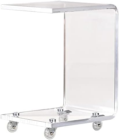 ONELUX Mobile C Shaped End Table, Acrylic Sofa Side Table, Snack Table On Wheels - Image 7