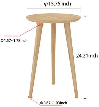 WoodShine Side Table Small Round Solid Wood Sofa End Tables Accent Nesting - Image 3
