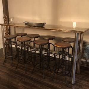 Set of 2 Industrial Bar Stool-Retro 26-32.3inch Swivel Stools-Extra Tall - Image 8