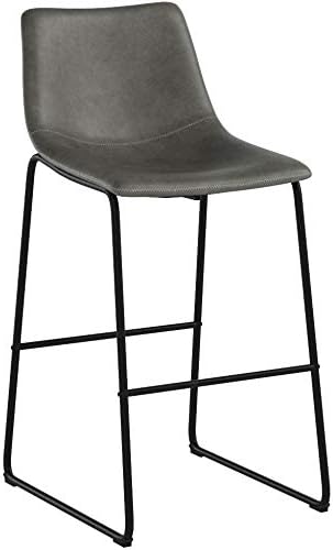 Roundhill Furniture Lotusville Vintage PU Leather Bar Stools, Antique Gray - Image 5
