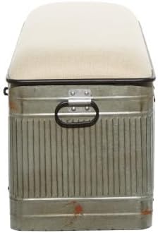 Deco 79 Metal Room Storage Bench Galvanized Entryway Bench - Image 4
