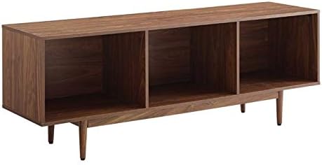Crosley Furniture Liam Mid-Century Record Storage Console Cabinet, Walnut & - Image 3