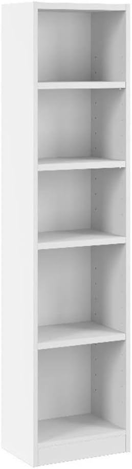 Bush Furniture Universal 17W Narrow 5 Shelf Bookcase in White, Tall Skinny by BushHome