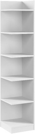 Bush Furniture Universal 15W Tall Corner Bookshelf in White, 6 Shelf Narrow by BushHome