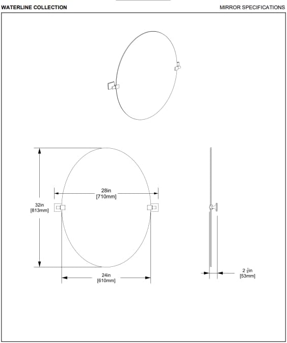 Gatco 5589LG Waterline Frameless Oval Mirror, 32 Inch - Image 3