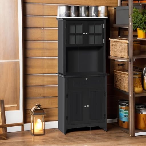 HOMCOM Elegant Buffet with Hutch, Kitchen Pantry Storage Cabinet with Framed - Image 6
