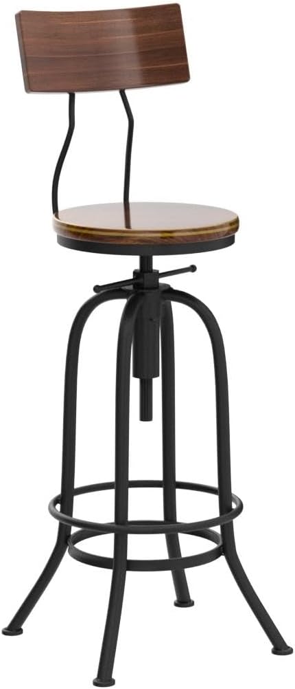 LOKKHAN Industrial Bar Stool-26-32 Inch Adjustable Swivel Round Wood Metal - Image 5