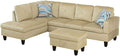 Beige L-Shaped 3-Piece Microfiber Sofa by Unknown
