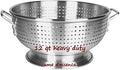 (12-QT) Aluminum Colander with Handles and Base Heavy Duty Commercial Grade