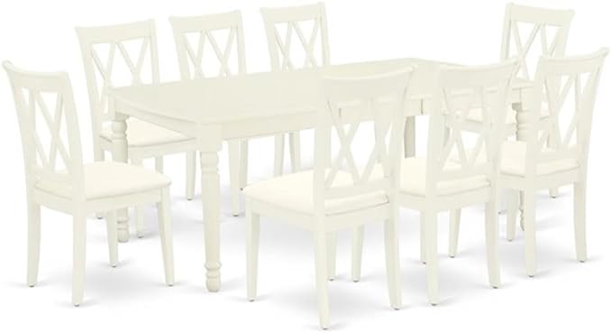 East West Furniture DOCL9-LWH-C 9 Piece Dining Table Set Includes a Rectangle by EastWestFurniture