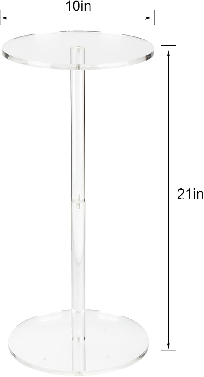 Acrylic Drink End Table, 9.8" Round Modern Side Coffee Table - Image 3