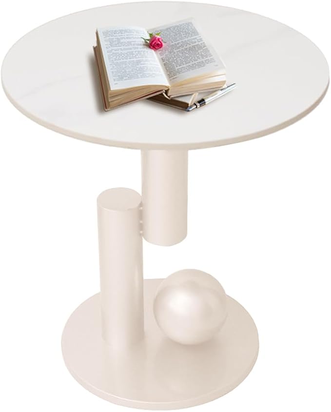 Marble Top Metal White End Table by Cre+Cra