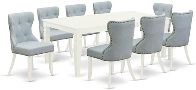 East West Furniture LGSI9-LWH-15 9 Piece Kitchen Table Set Includes a Rectangle by EastWestFurniture