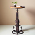 Industrial Bar Table Swivel Round Wooden Top Height Adjustable 38.6-44.4inch by BOKKOLIK