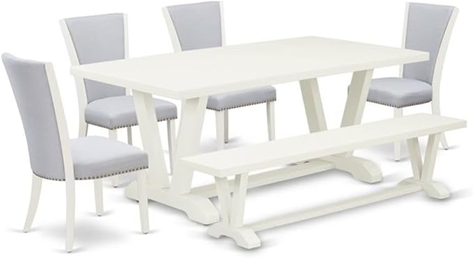 East West Furniture V027VE005-6 6 Piece Dining Table Set Contains a Rectangle by EastWestFurniture
