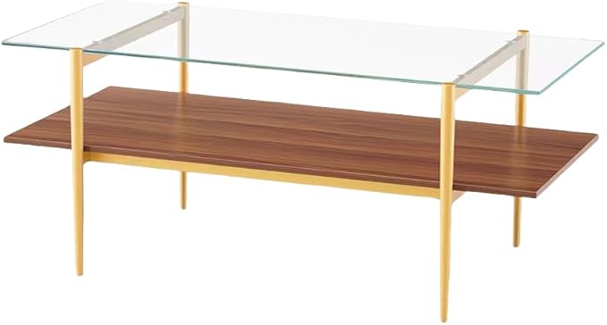 Shrine Rectangle Coffee Table, Mid-Century Modern Design, 2-Tier Structure - Image 3