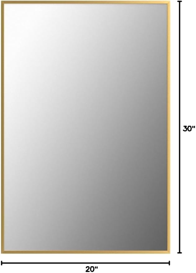 Koonmi Gold Rectangle Wall Mirror, 20x30 Inch Bathroom Mirror, Aluminum Frame - Image 8