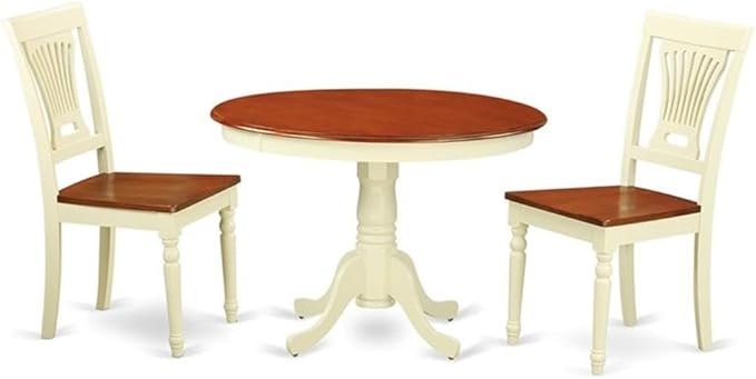 East West Furniture HLPL3-BMK-W 3 Piece Dining Room Table Set Contains a Round by EastWestFurniture
