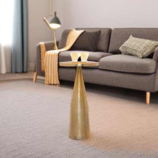 OBJET D'ART Small Round Gold End Tables, Vintage Metal Accent, Coctail and - Image 6