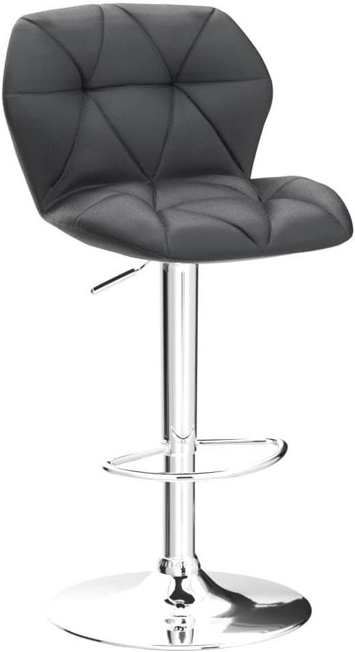 Yaheetech Gray Barstools Set of 2, PU Leather Bar Chairs - Image 4