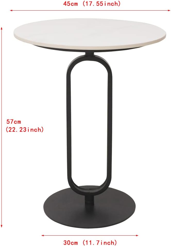 Side Table with Marble Top Metal Pub Bar Round Table Modern Sofa Side End Table - Image 3