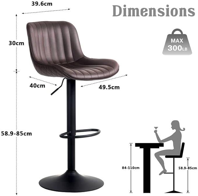 YOUNUOKE Counter Height Bar Stools Set of 2, Adjustable Swivel Stool Chairs - Image 2