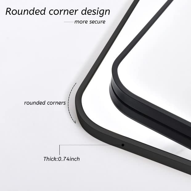 Black Bathroom Mirror, Decorative Rectangular Vanity Mirror - Image 7