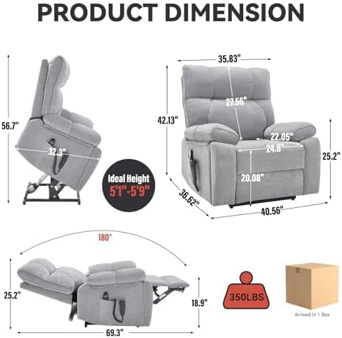Dual Motor Power Lift Recliner Chair, 8 Positions Vibration Massage Recliner - Image 2