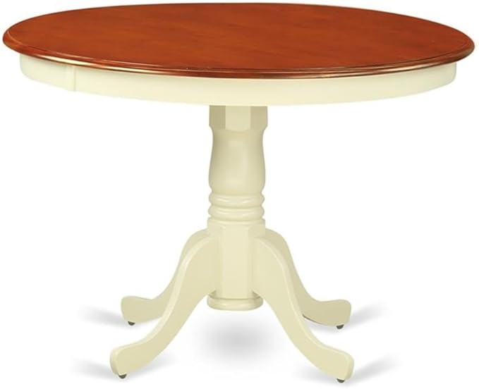 East West Furniture HLPL3-BMK-W 3 Piece Dining Room Table Set Contains a Round - Image 3