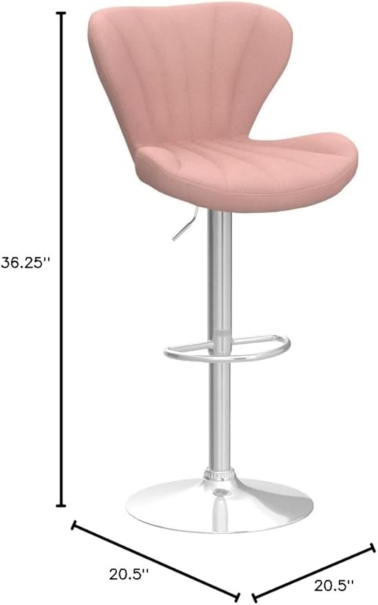 Roundhill Furniture Ellston Velvet Adjustable Swivel Barstools in Pink - Image 2