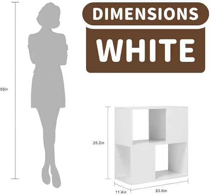 GHC 2 Tier Bookshelf, Wood Decorative Storage Shelving, Modern Freestanding - Image 2