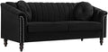 Sectional Sofa Set, Microfiber Chesterfield Upholstered Sofas Loveseat Couch by Unknown