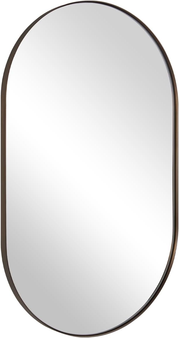 ANDY STAR Bronze Bathroom Mirror, 24x36 Brushed Bronze Oval Mirror, Oval Wall - Image 9