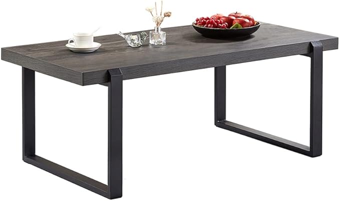 EXCEFUR Modern Coffee Table, Rustic Wood and Metal Center Table, Rectangle - Image 8