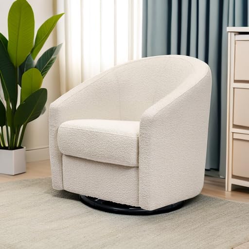 Babyletto Madison Swivel Glider in Polyester Ivory Boucle - Image 5