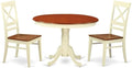East West Furniture HLQU3-BMK-W 3 Piece Dining Room Table Set Contains a Round by EastWestFurniture