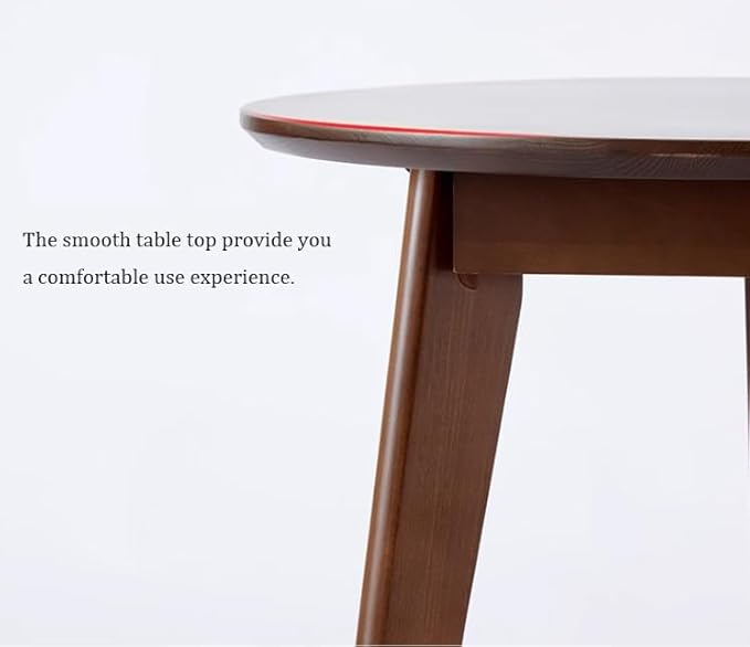 24" Round 3 Legs Casual Dining Table, Walnut Brown Rubberwood Coffee Table End - Image 6