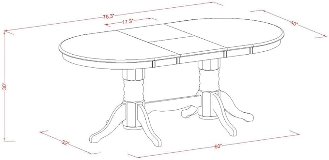 East West Furniture VABO7-OAK-W 7 Piece Dining Set Consist of an Oval Dining - Image 7