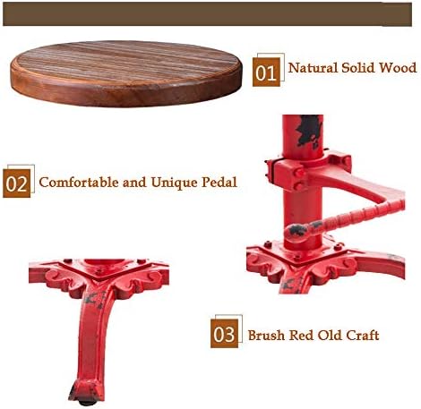 Topower Industrial Retro Vintage Farm Wooden Tractor Stool Kitchen Swivel - Image 4