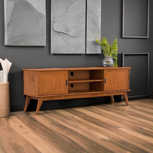 SIMPLIHOME Draper Solid Hardwood 72 inch Wide Mid Century Modern TV Media Stand - Image 6