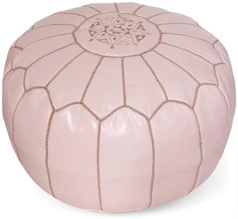 Stuffed Round Design Moroccan Leather Pouf Ottoman, Pre-Filled, 100% Genuine by Unknown