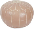 Stuffed Round Design Moroccan Leather Pouf Ottoman, Pre-Filled, 100% Genuine by Unknown